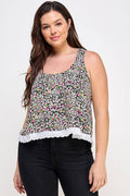 Floral Print Scallop Edge Tank Top