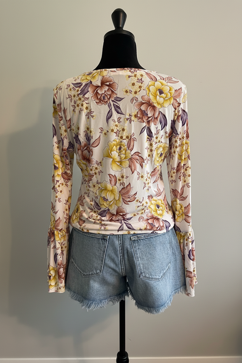 Floral Bell Sleeve Top